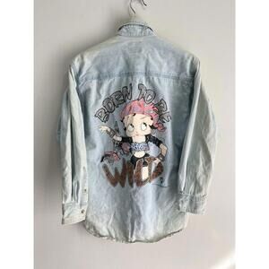 Vtg Betty Boop Button Up Shirt Longsleeve born to be wild